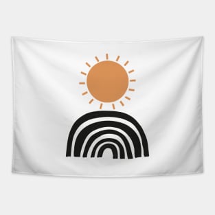 Contemporary poster design abstract sun and rainbow shape Tapestry