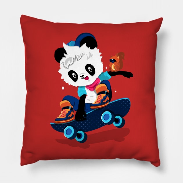 Skater Panda Pillow by franberbegal