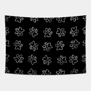 Paw print seamless fabric design black and white Tapestry