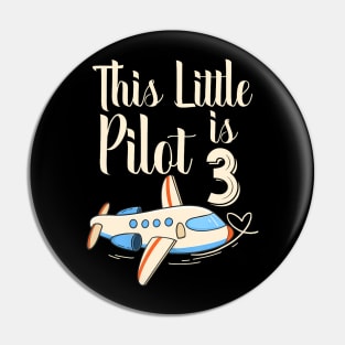 3 Year Old Boy Girl Airplane Pilot 3Rd Birthday Party Pin