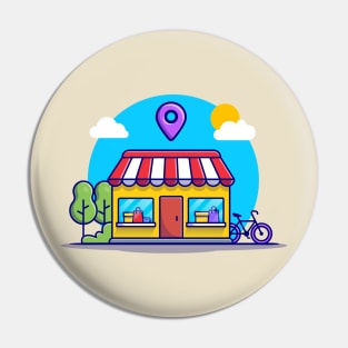 Shop Building Cartoon Pin