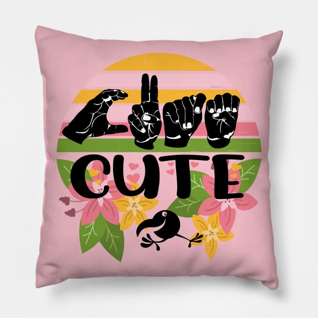 Cute sign language, Spring, floral and full of joy gift Pillow by alcoshirts