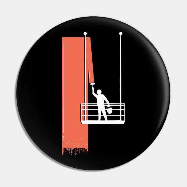 Cool red Facade Painter Elevator - Wall Painting Gift Pin by Shirtbubble