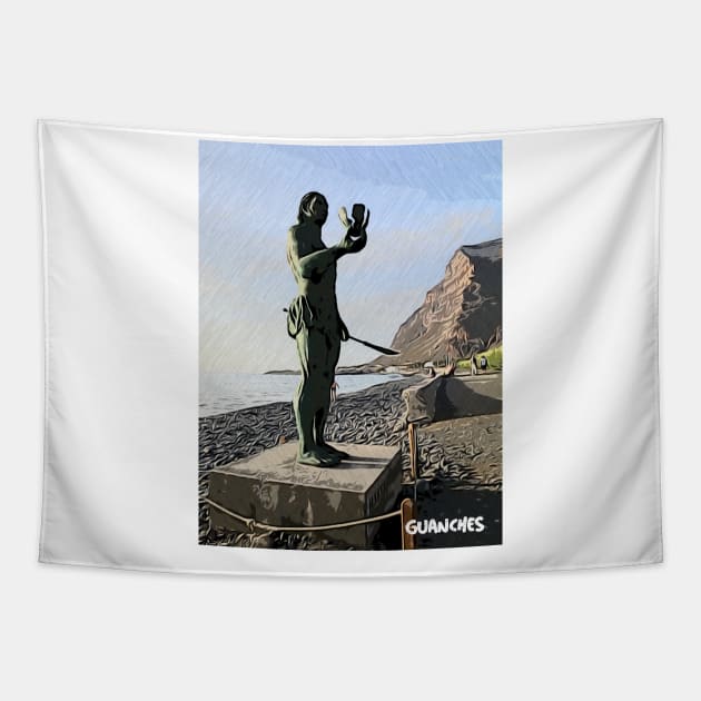 Los Guanches canarios La Gomera statue Tapestry by lagomeratravel