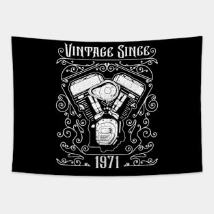 Vintage Since 1971 Motorcycle Biker Birthday Tapestry