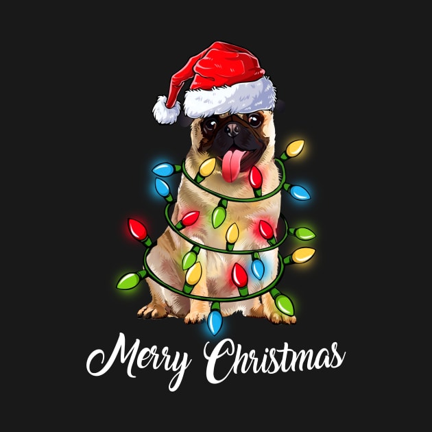 Matching Christmas Gifts Pug Dog Light Merry Christmas Tshirt by US GIFT