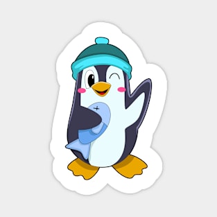 Penguin with Fish & Hat Magnet