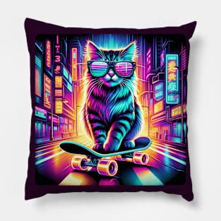 Cat On Skateboard Pillow