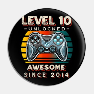 10th Birthday Gamer 10 Year Old Bday Boy Ten Son Pin