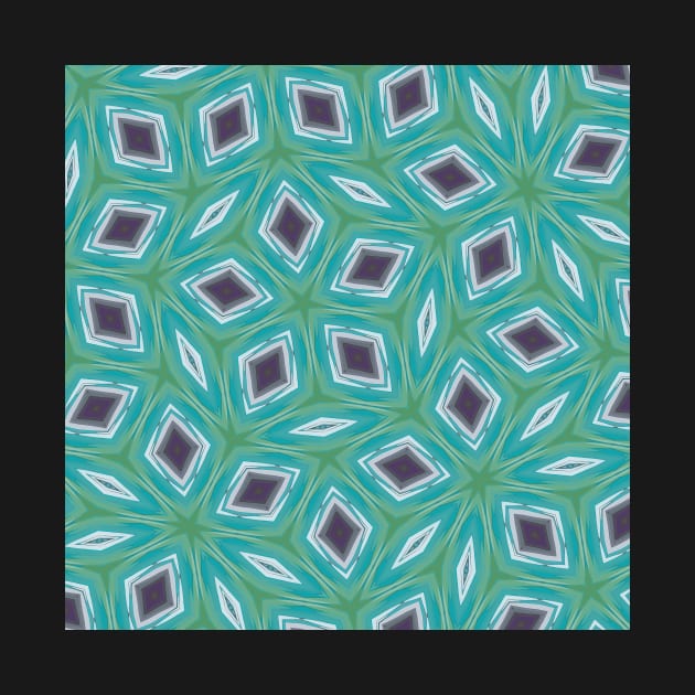 Teal, Green and Dark Gray Star Shaped Pattern with Diamonds - WelshDesignsTP003 by WelshDesigns