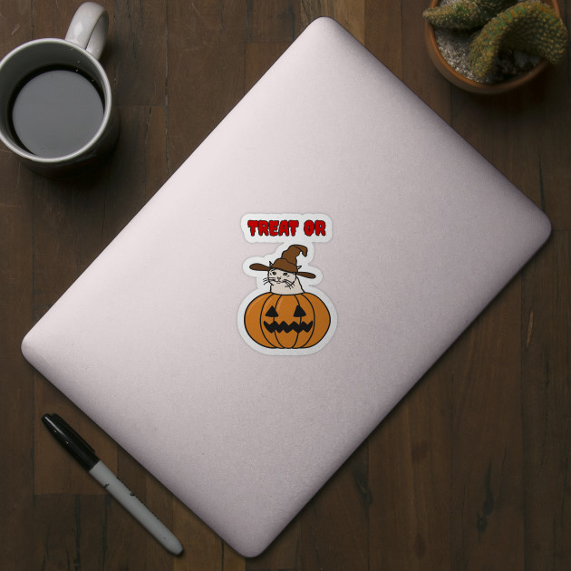 Halloween Crying Cat In A Wizard Hat Trick Or Treat Sticker