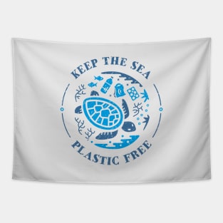 Keep the Sea Plastic Free Underwater Scene Tapestry