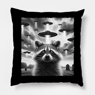 Cosmic Companions Raccoon UFO Tees for Those Who Dream Beyond Pillow