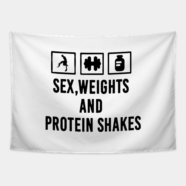 sex, weights and protein shakes Tapestry by hanespace