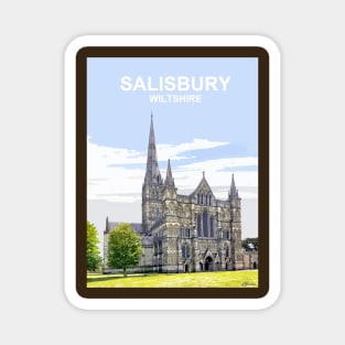 Salisbury Cathedral Wiltshire. Travel poster Magnet