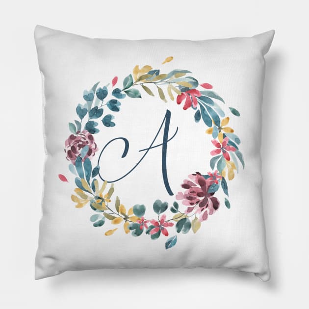 Floral Monogram A Colorful Full  Blooms Pillow by floralmonogram