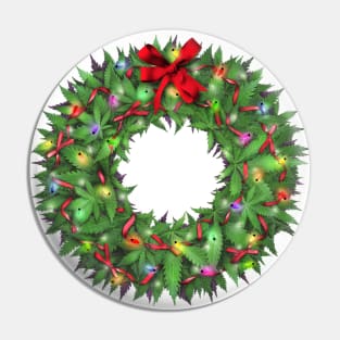 Marijuana Christmas Wreath Pin