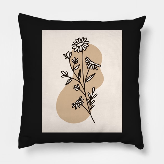 Flower Line Doodle Pillow by mckhowdesign