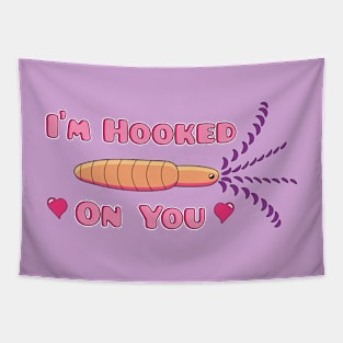 Hooked on You Valentines Day Belemnoid Tapestry