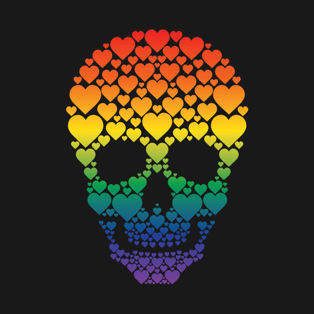 Rainbow Hearty Skull by nerdfelt