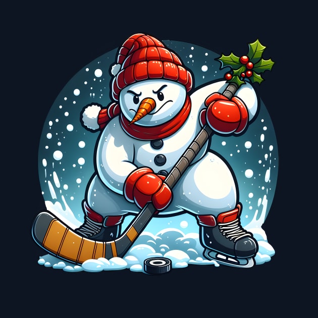 Holiday snowman ice hockey by SergioCoelho_Arts