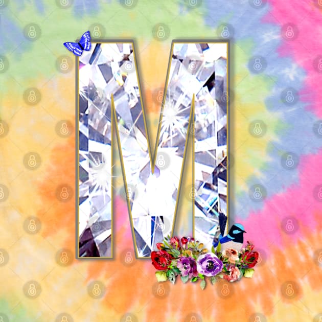 Name Initial Letter M and Fairy Wren by KC Morcom aka KCM Gems n Bling aka KCM Inspirations