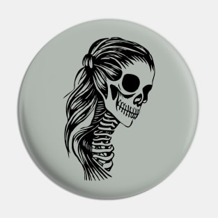 Skeleton Girl in Black Pin