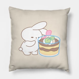 Cute Rabbit Savoring Giant Tiramisu Pillow