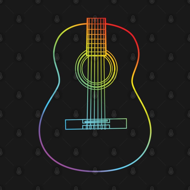 Classical Acoustic Guitar Body Colorful Outline by nightsworthy