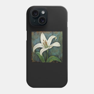 Folk Art White Lily Flower Tile Pattern Phone Case