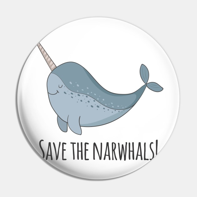 Save The Narwhals Pin by Dreamy Panda Designs