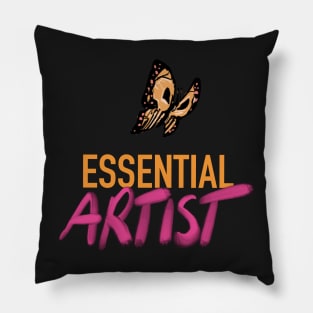 Essential ARTIST (butterfly on black) Pillow