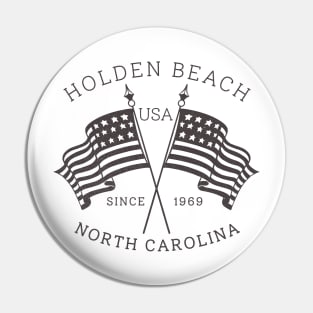 Holden Beach, NC Summertime Vacationing Patriotic Flags Pin