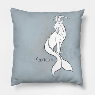 Zodiac sign Capricorn - Black and white lineart Pillow