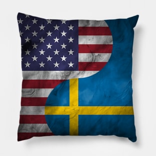 USA Sweden Dual Yin Yang Flag Pillow