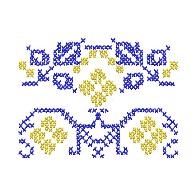 Ukrainian motive. Folk embroidery yellow blue by sonaart