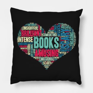 Book Lover Gift Reading Bookworm Heart design Pillow