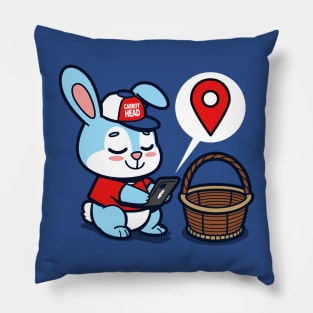 Funny Cute Kawaii Techie Easter Bunny Using GPS Original Cartoon Pillow