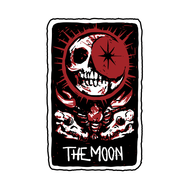 The Moon Blood Red Skeleton Skull Tarot Card by star trek fanart and more