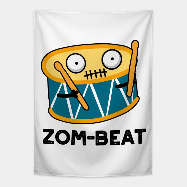 Zom-beat Cute Halloween Zombie Drum Pun Tapestry by punnybone