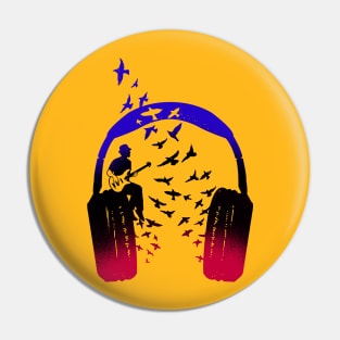 Headphone Music Bassist Pin