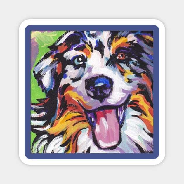 Australian shepherd Aussie Bright colorful Pop Art Magnet by bentnotbroken11