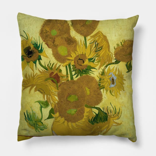 Van Gogh Exhibition Poster - 1973, Switzerland - Sunflowers Pillow by notalizard