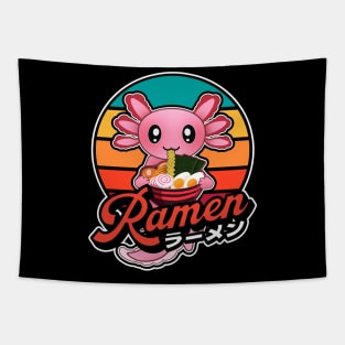 Cute Axolotl Eating Ramen Kawaii Retro Vintage 90s Vibes Tapestry