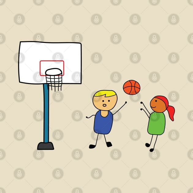 cute kids playing basketball by wordspotrayal