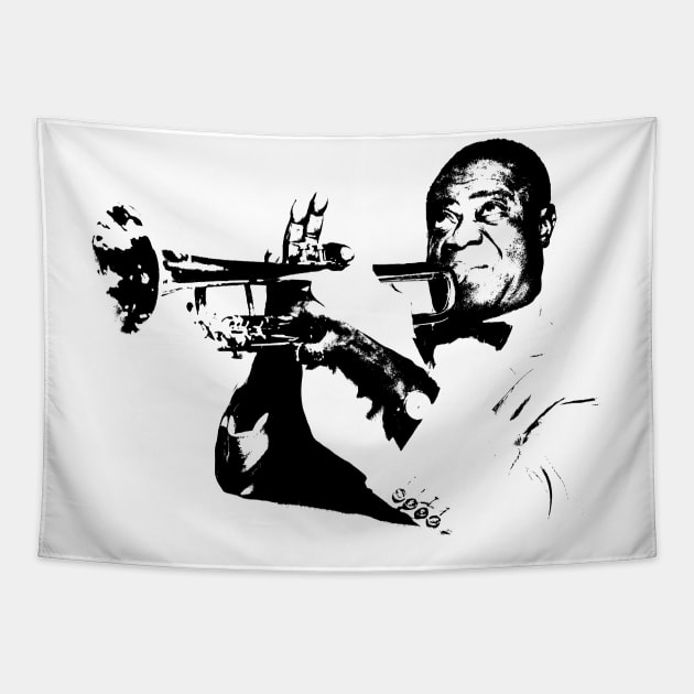 Louis Armstrong pop art portrait Tapestry by phatvo