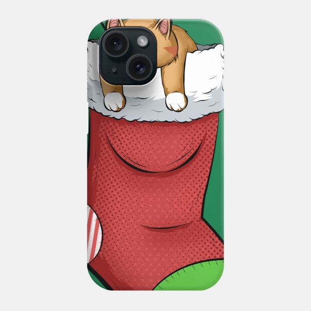 christmas sock cat Phone Case by the house of parodies