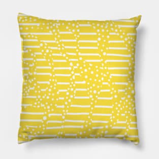 Spots and Stripes 2 - Lemon Yellow and White Pillow