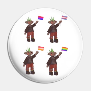 Punk mice holding pride flags Pin