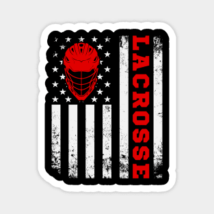 Lacrosse Player USA American Flag Magnet